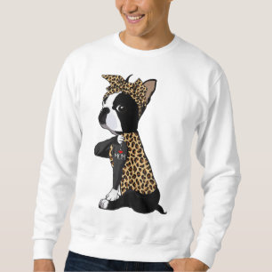 Sudadera Boston Terrier Lover Amo A Mamá Tattoo Leopard Mot