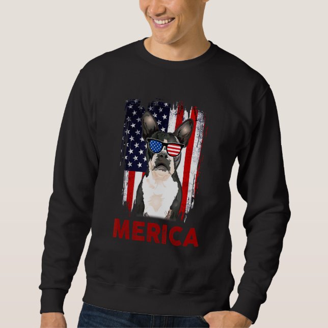 Sudadera Boston Terrier Merica Bandera Patriótica Estadouni (Anverso)