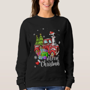 Sudadera Boston Terrier montando camión rojo de Navidad Fel