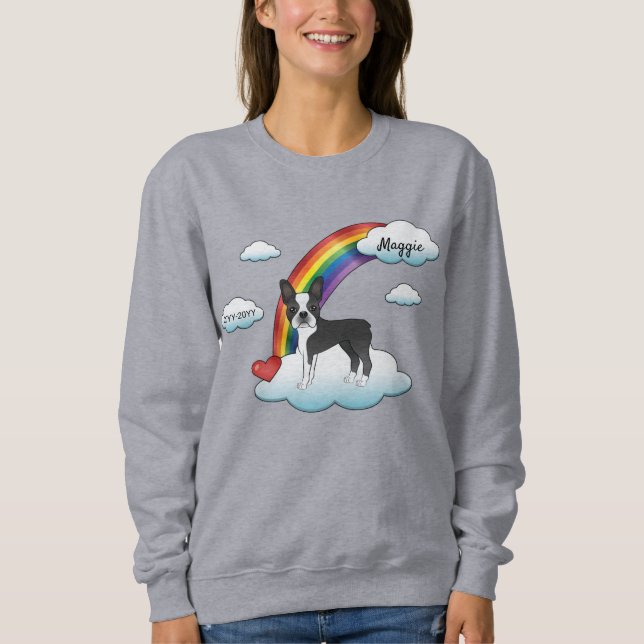 Sudadera Boston Terrier Negro Y Blanco Memorial Arcoíris (Anverso)