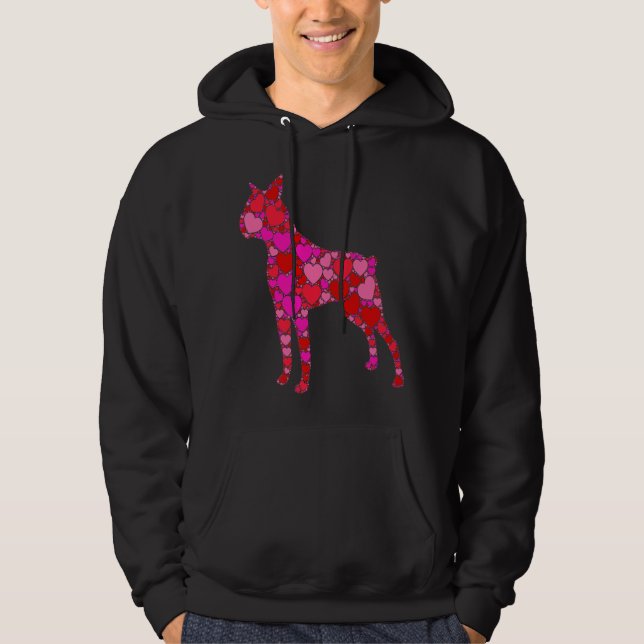 Sudadera Boston Terrier Pink Red Heart Para Mujeres Hombres (Anverso)