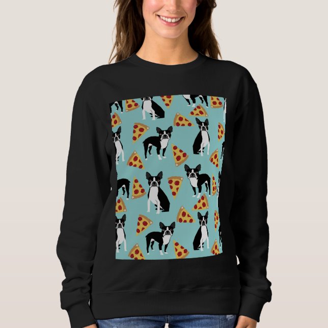 Sudadera Boston Terrier Pizza Slices comida chatarra Perro  (Anverso)