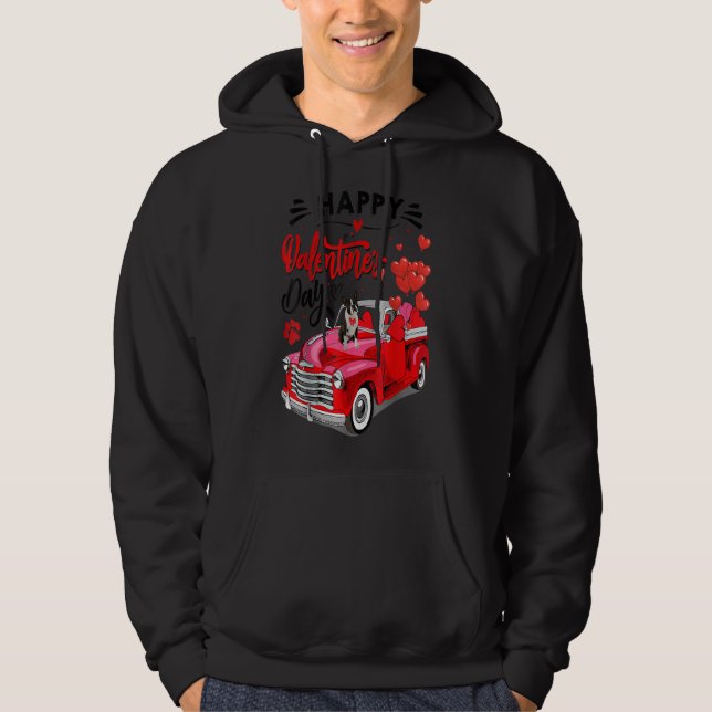 Sudadera Boston Terrier Red Truck Valentines Day Funny Dog (Anverso)