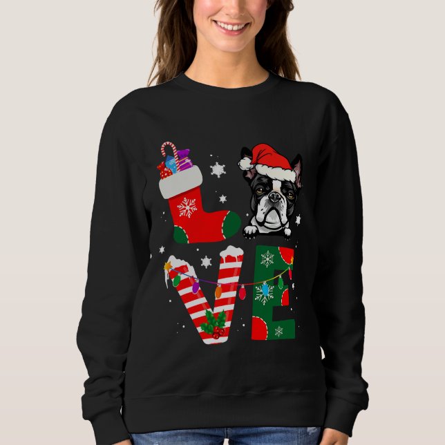 Sudadera Boston Terrier  Santa Claus Christmas Dogs Pajamas (Anverso)