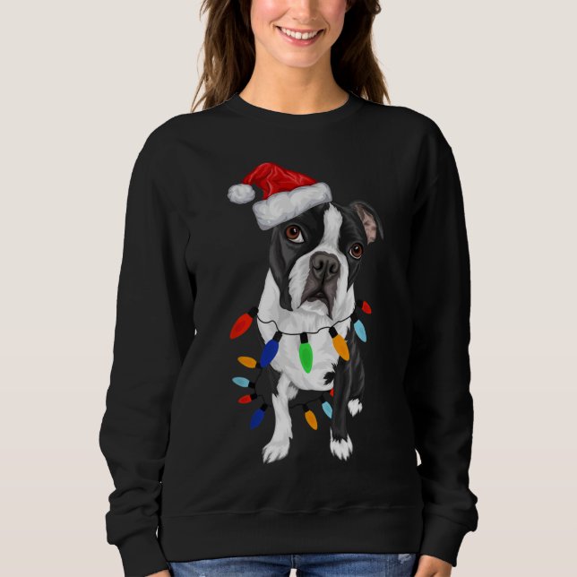 Sudadera Boston Terrier Santa Navidades enciende el amor po (Anverso)