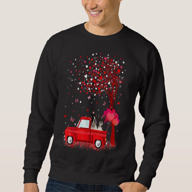 Sudadera Boston Terrier Valentines Day Gifts Dogs Red Truck (Anverso)