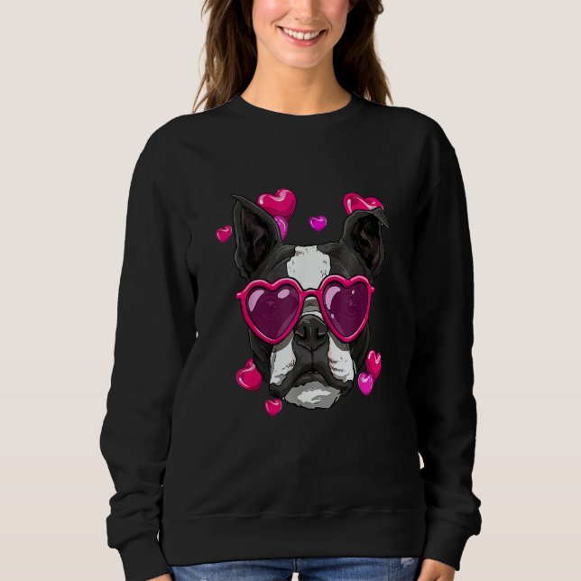 Sudadera Boston Terrier Valentines Day Heart Dog (Anverso)