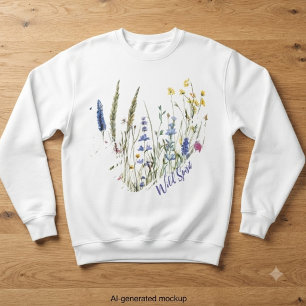 Sudadera Botánico acuarela de flor silvestre azul