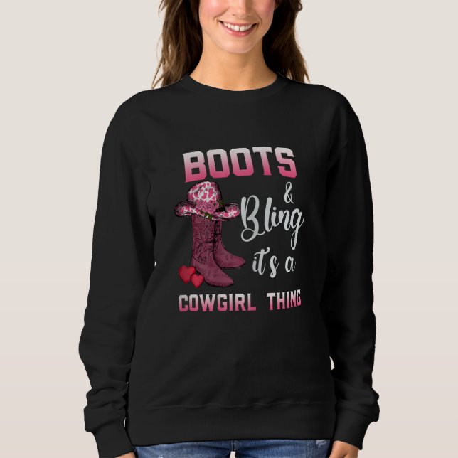 Sudadera Botas de mujer y brillo Es una cosa de vaquera occ (Anverso)