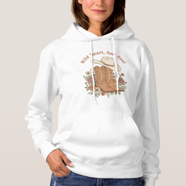 Sudadera Botas de vaquera con alma suave y corazón salvaje  (Anverso)
