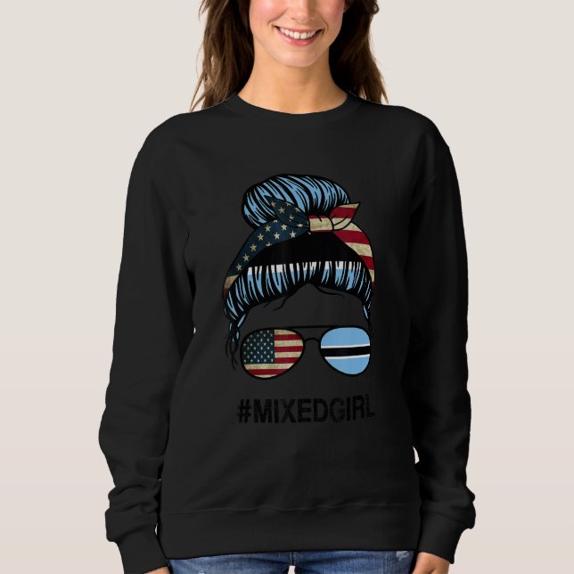 Sudadera Botswana American Flag   USA Botswanan Messy Bun (Anverso)