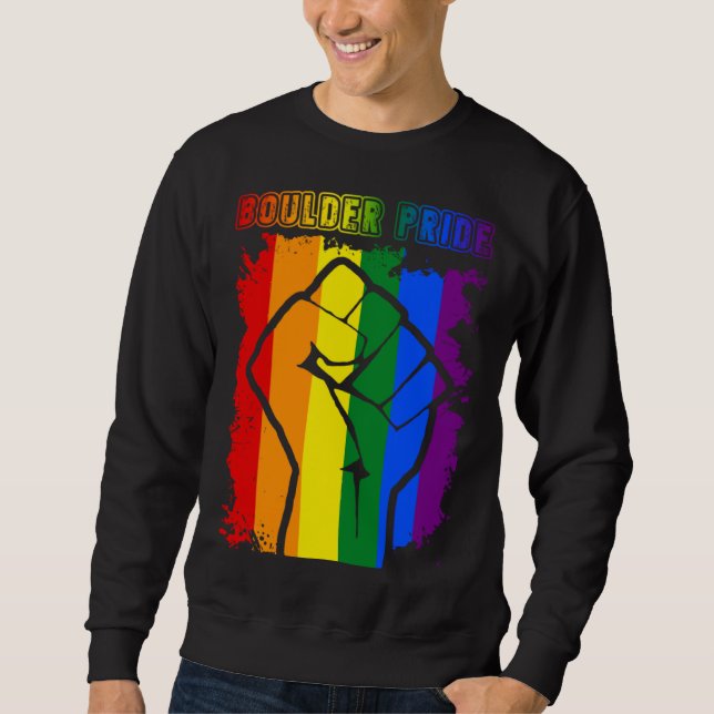 Sudadera Boulder LGBT Pride Month LGBTQ Rainbow Flag Gay Le (Anverso)