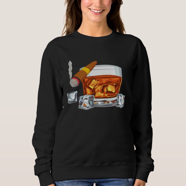 Sudadera Bourbon Smoking Cigar  Mens Drinking (Anverso)