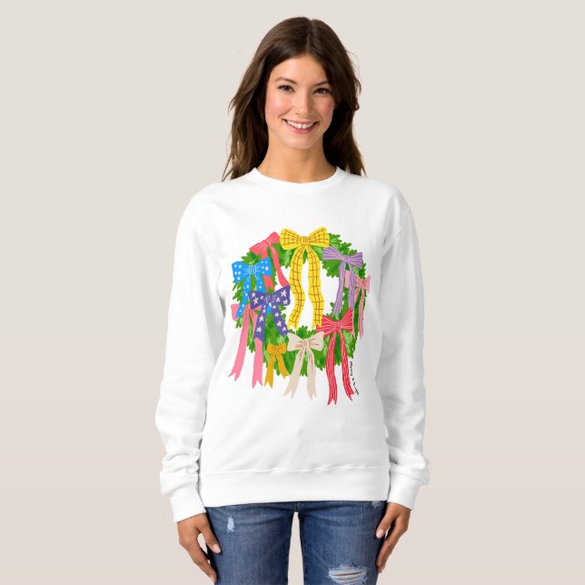 Sudadera Bow Merry And Bright Navidad  (Anverso completo)