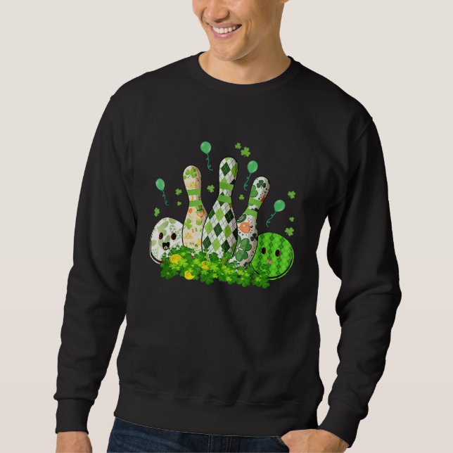 Sudadera Bowling Ball Shamrock Leprechaun St Patricks Day B (Anverso)