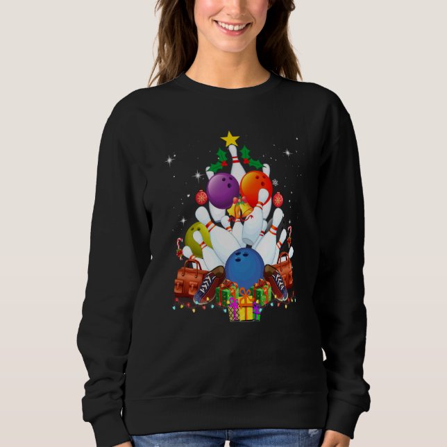 Sudadera Bowling Christmas Ornament Tree Funny Bowling Spor (Anverso)
