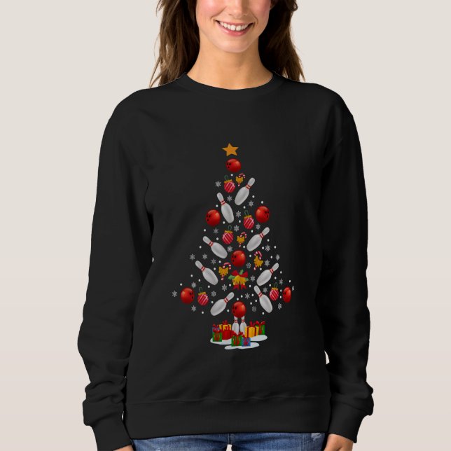 Sudadera Bowling Christmas Tree Funny Bowling Avers Novelt (Anverso)