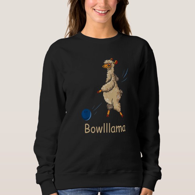 Sudadera Bowling Funny Bowler Sport Llama Alpaca Bowlllama  (Anverso)