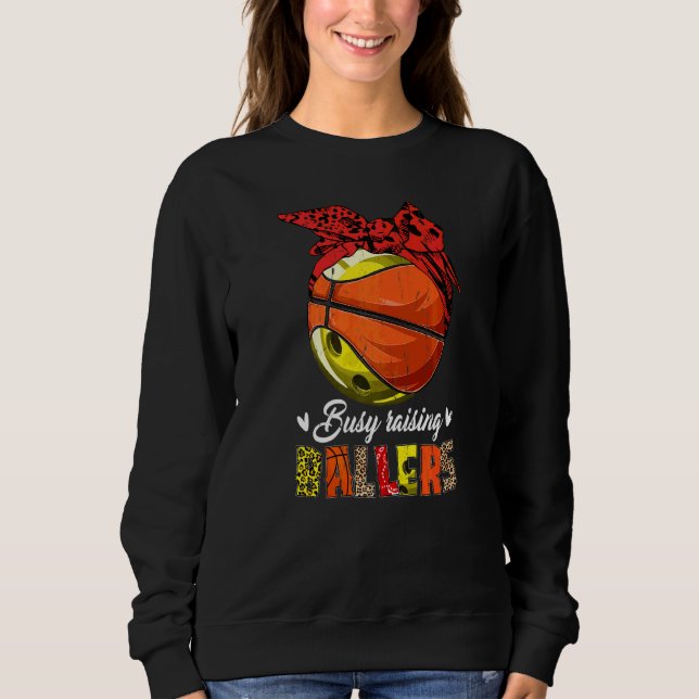 Sudadera Bowling Mom Basketball Mom Busy Raising Ballers M (Anverso)