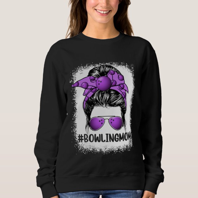 Sudadera Bowling Mom Glasses Messy Bun Women Cute Mother s  (Anverso)