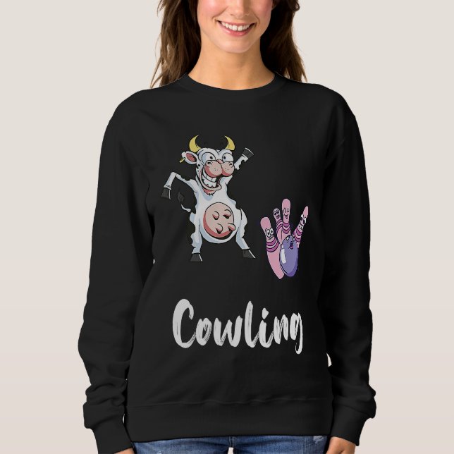 Sudadera Bowling Pin Funny Bowling Bowler Cow Strike Bowlin (Anverso)