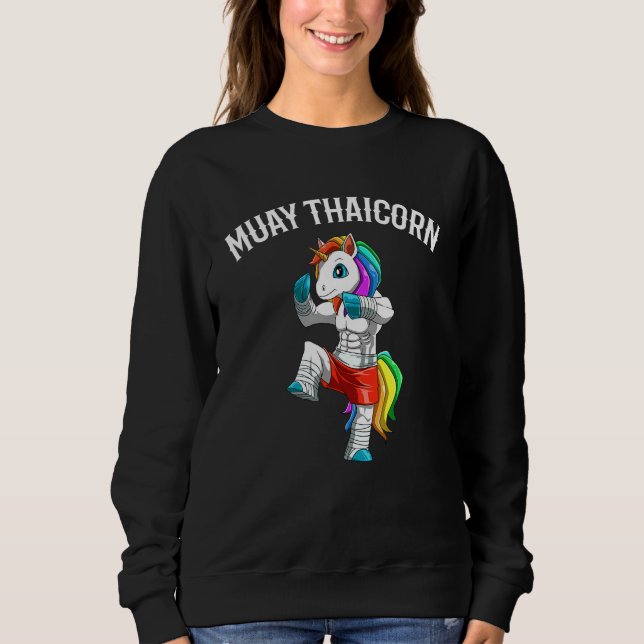 Sudadera Boxeo Tailandés Cute Muay Thaicorn Y Kickboxing Un (Anverso)