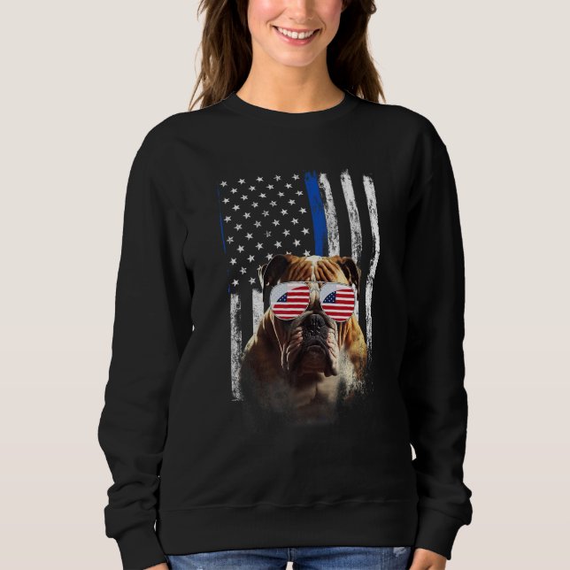 Sudadera Boxer Dog American Flag Patriotic Boxer Dog 4th Of (Anverso)