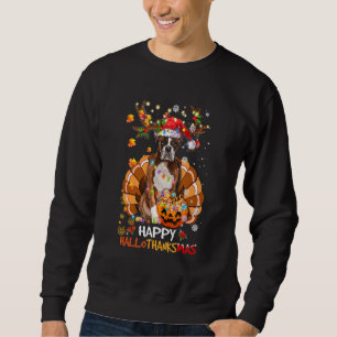 Sudadera Boxer Dog Happy Hallothanksmas Halloween Thanksgiv