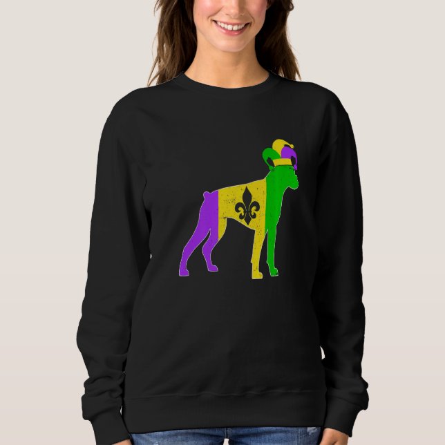 Sudadera Boxer Dog Mardi Gras Carnivals Funny Puppy Jester  (Anverso)