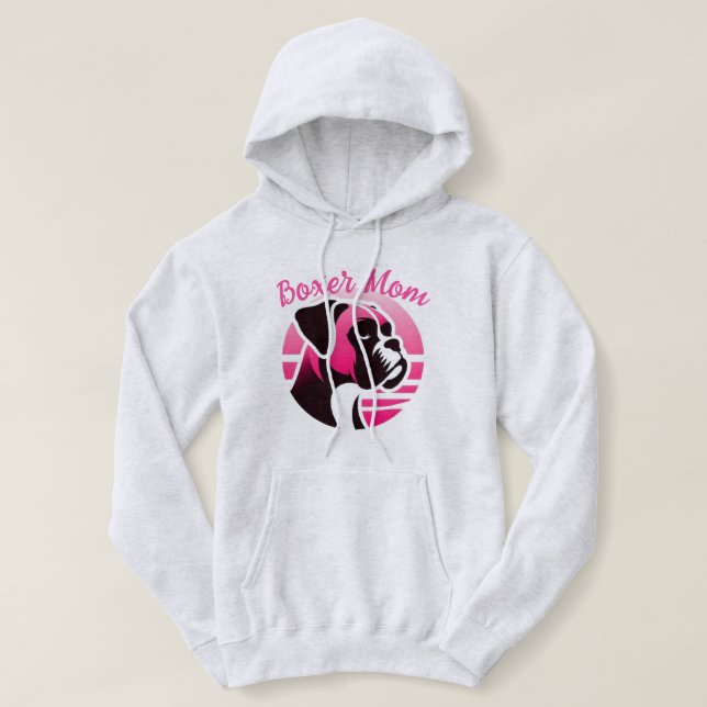 Sudadera Boxer Dog Mom in Pink (Diseño del anverso)