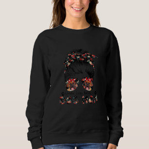 Sudadera Boxer Dog Mom Messy Bun Hair Glasses