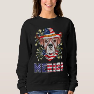 Sudadera Boxer Dog Us Flag Gorra Fuegos Artificiales Merica