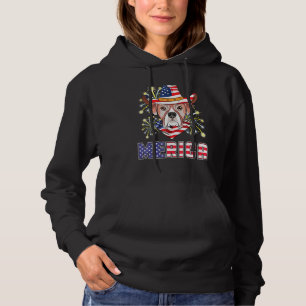 Sudadera Boxer Dog Us Flag Gorra Fuegos Artificiales Merica