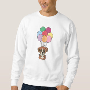 Sudadera Boxer Dog vuela con globos coloridos