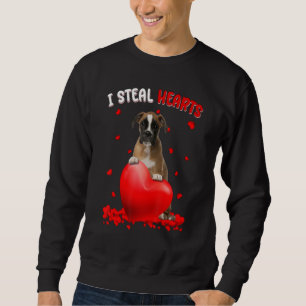 Sudadera Boxer I Steal Hearts Cute Dog Hug Heart Valentine'
