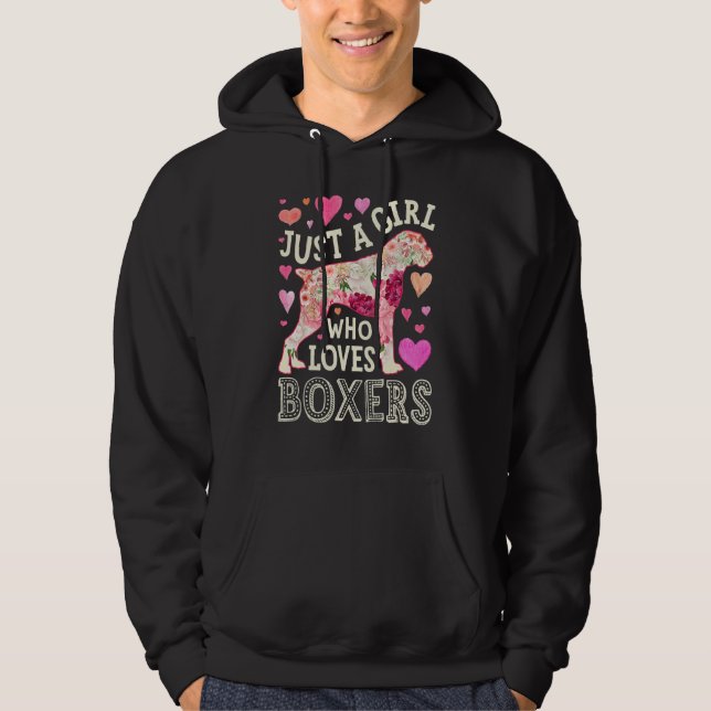Sudadera Boxer Just A Girl Who Loves Boxers Dog Flower Wome (Anverso)