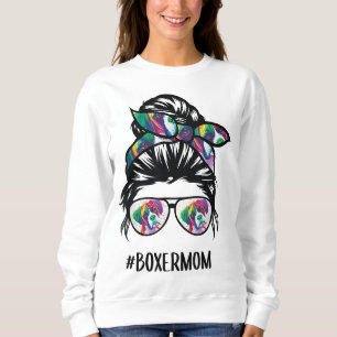 Sudadera Boxer Mom Messy Bun Hair Dog Lover