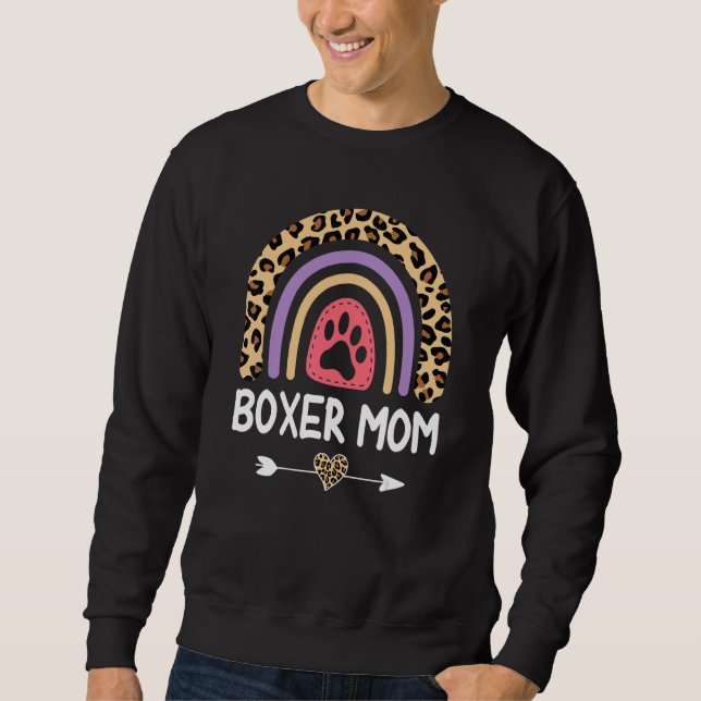 Sudadera Boxer Mom Rainbow Leopardo Dog Mama Cute (Anverso)