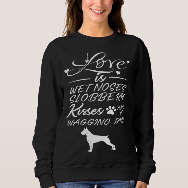 Sudadera Boxer Shortened Ears Liebe mein Hund Saying Quotes (Anverso)