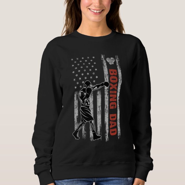 Sudadera Boxing Dad American Flag Father's Day 4th Of July  (Anverso)