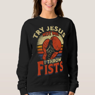 Sudadera Boxing Jesus Faith Christian Cross Vintage Retro T