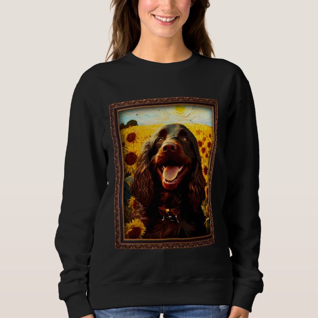 Sudadera Boykin Spaniel Painting Sunflower Flower Mom Women (Anverso)
