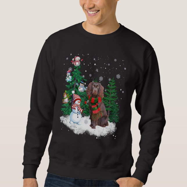 Sudadera Boykin Spaniel Perro Navidades Snowman Xmas Tree P (Anverso)