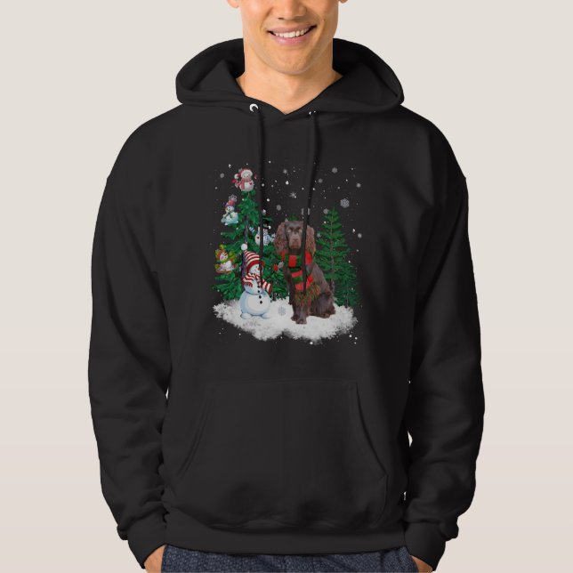 Sudadera Boykin Spaniel Perro Navidades Snowman Xmas Tree P (Anverso)
