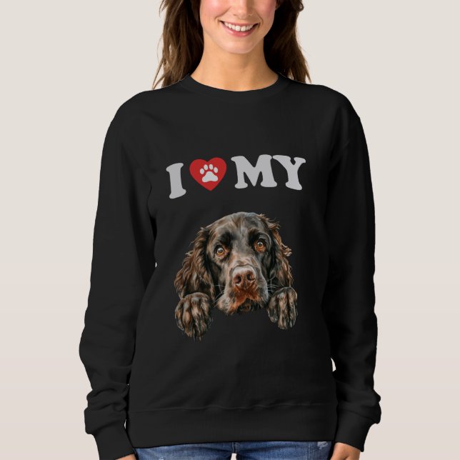 Sudadera Boykin Spaniel Yo Corazón a Mi Perro Divertido Per (Anverso)