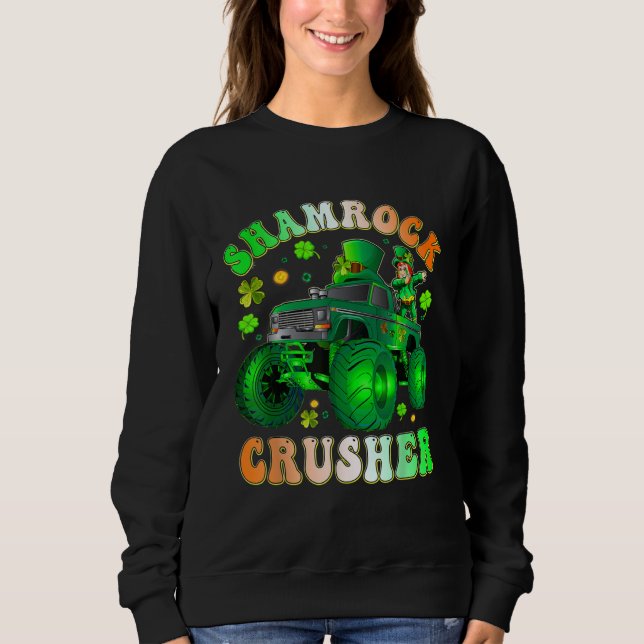 Sudadera Boys Saint Patricks Day Monster Truck Shamrock Cru (Anverso)