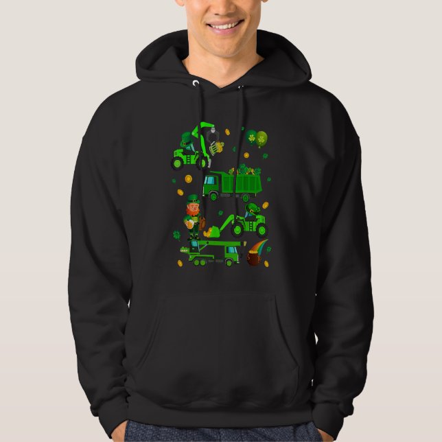 Sudadera Boys St Patricks Day Crane Truck Construction Todd (Anverso)