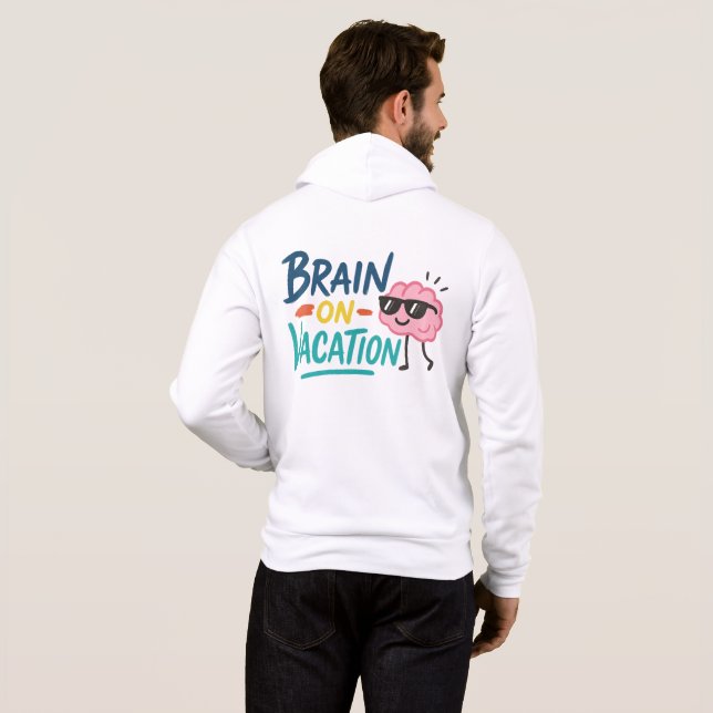 Sudadera Brain on Vacation Zip-Up Hoodie  Funny Retro Chill (Reverso completo)
