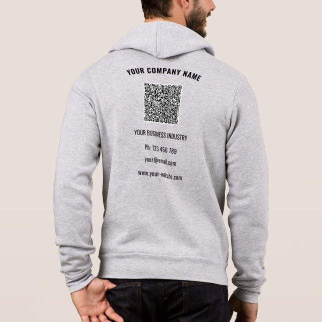 Sudadera Branded Logo Text QR Code Business Hoodie Template (Reverso)