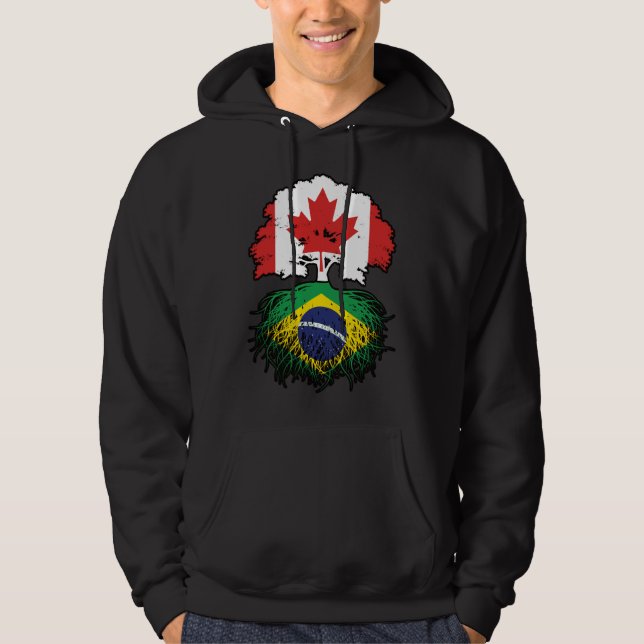 Sudadera Brasil: Bandera de raíces de árboles canadienses b (Anverso)